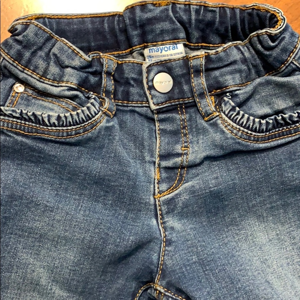 Mayoral ruffle trim jeans